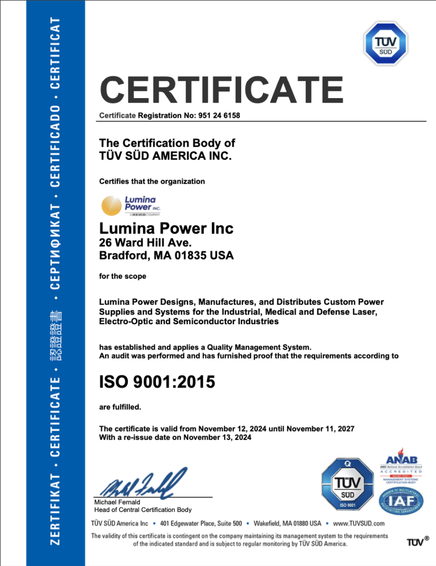 Lumina Power ISO Certification
